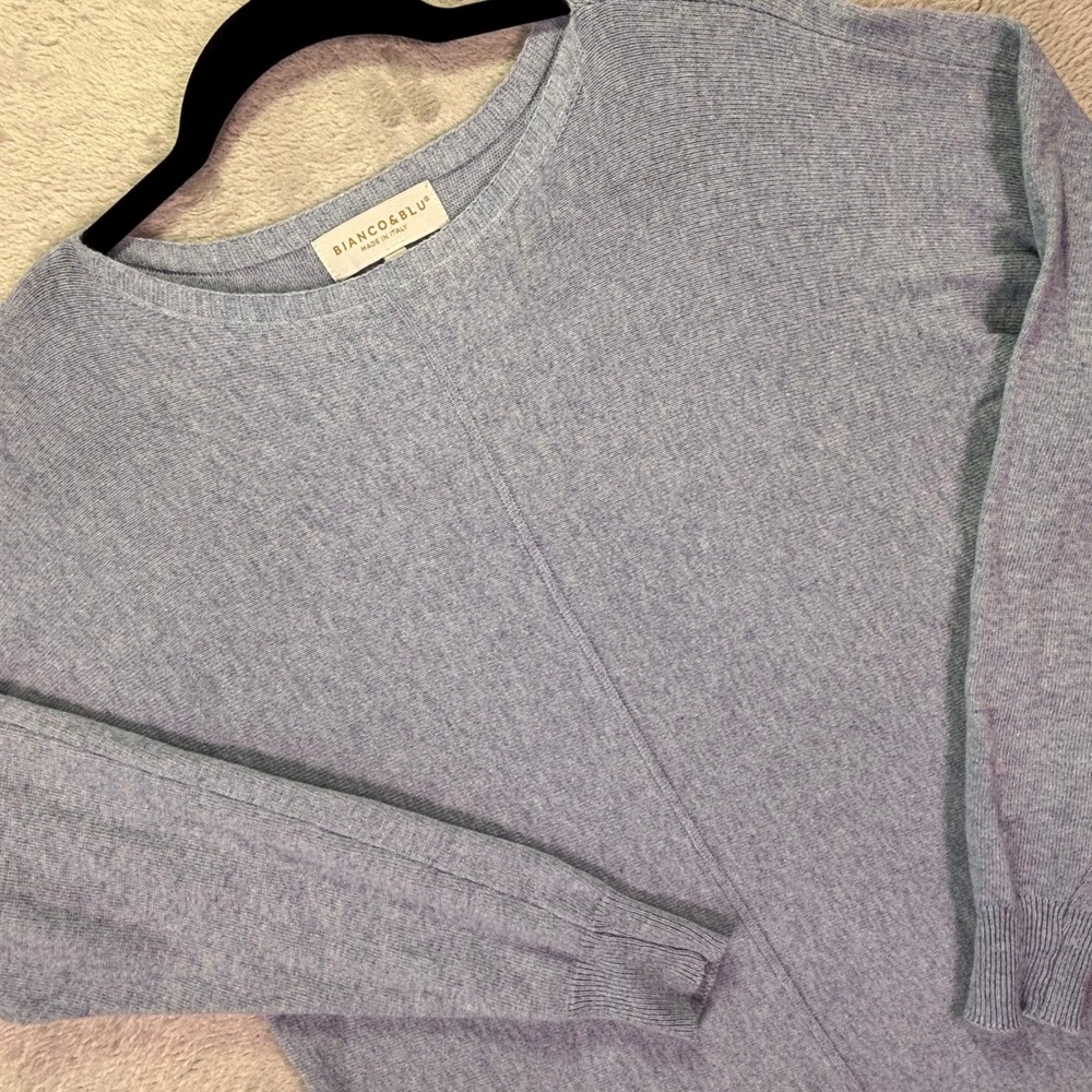 BIANCO & BLU Womens Sweater Sz Medium Blue Cashmere Wool Silk Made in Italy